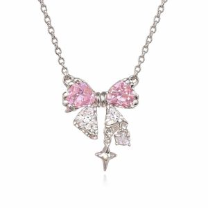 Charming Pink Bow Necklace