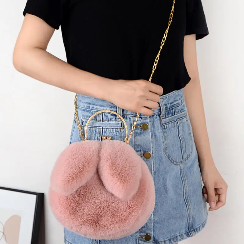 Rabbit-Shaped Fluffy Shoulder / Crossbody Bag (Plush Handbag)