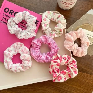 6pcs Pink Peach Blossom Scrunchie Set