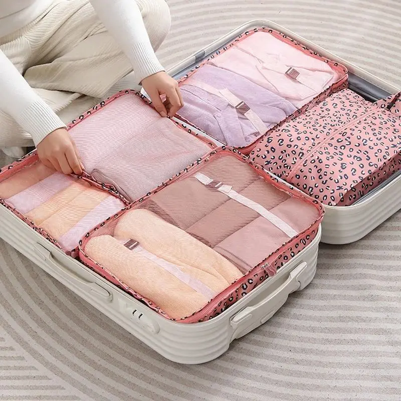 6-Piece Pink Travel Packing Cube Set