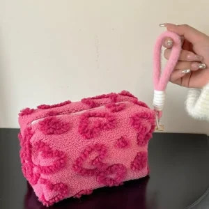 Plush Makeup Bag with Handle