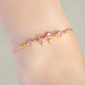 Pink Bow Heart Jewelry – Y2K Zircon Chain