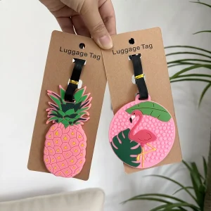 Cute Tropical Luggage Tag, Pink Flamingo & Pineapple Travel Tags