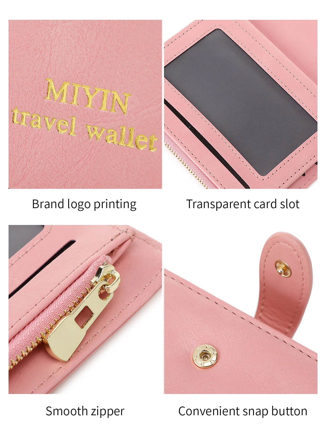 Compact Pink RFID Passport Holder, Secure Travel Wallet Organizer - Image 3