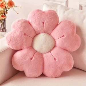 Cute Plush Flower Throw Pillow, Soft Cozy Floral Cushion