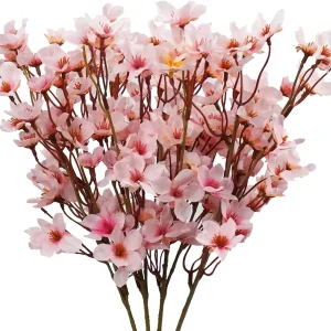 Elegant Cherry Blossom Stem, Soft Pink Faux Floral Decor