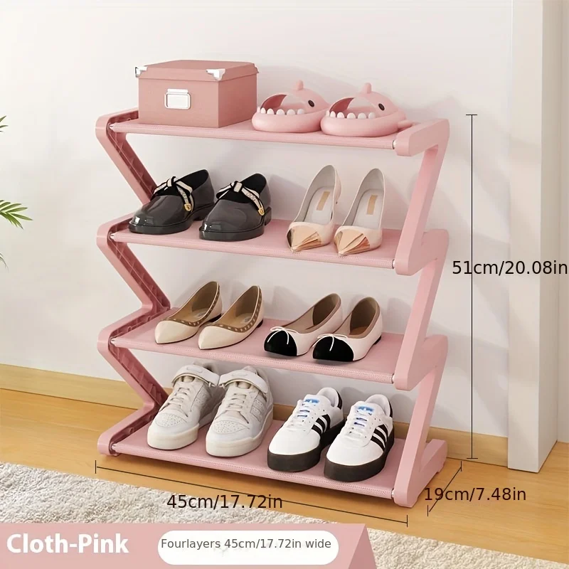 Space-Saving Pink Z-Shaped Shoe Rack - Image 2