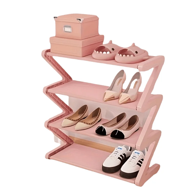 Space-Saving Pink Z-Shaped Shoe Rack - Image 3