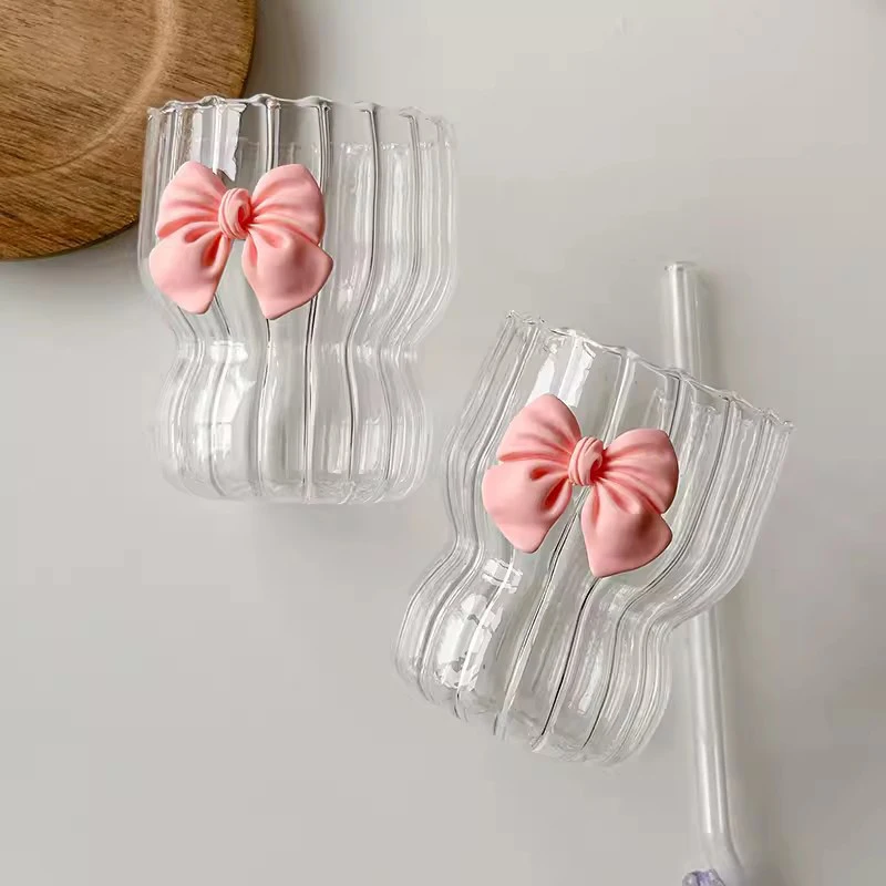 Cute Pink Bow Glass Cup - Image 4