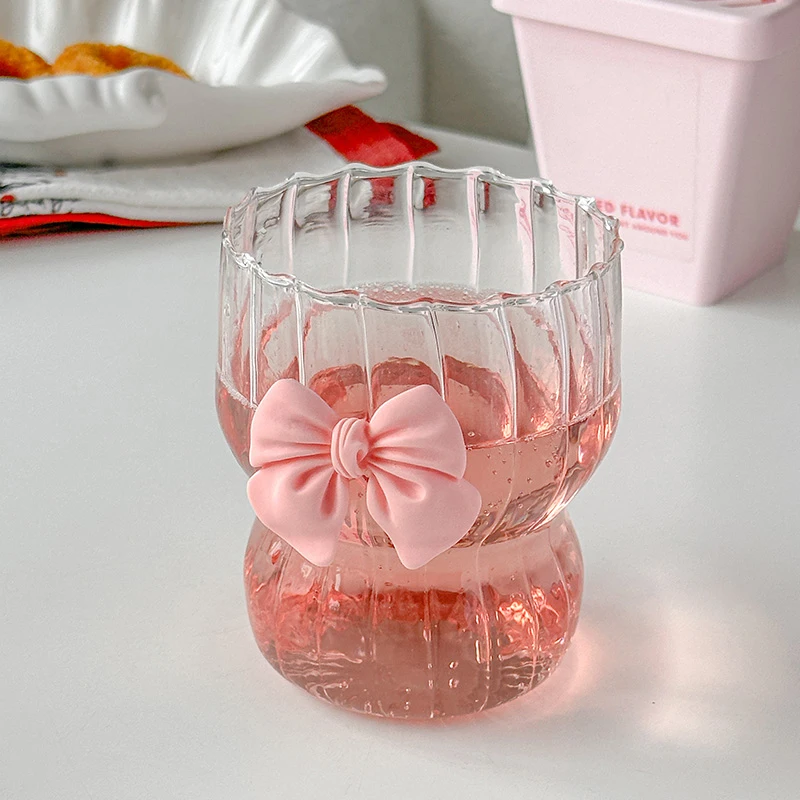 Cute Pink Bow Glass Cup - Image 2