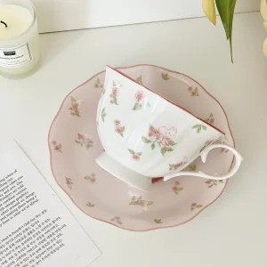 Vintage Pink Rabbit Tea Cup & Saucer Set