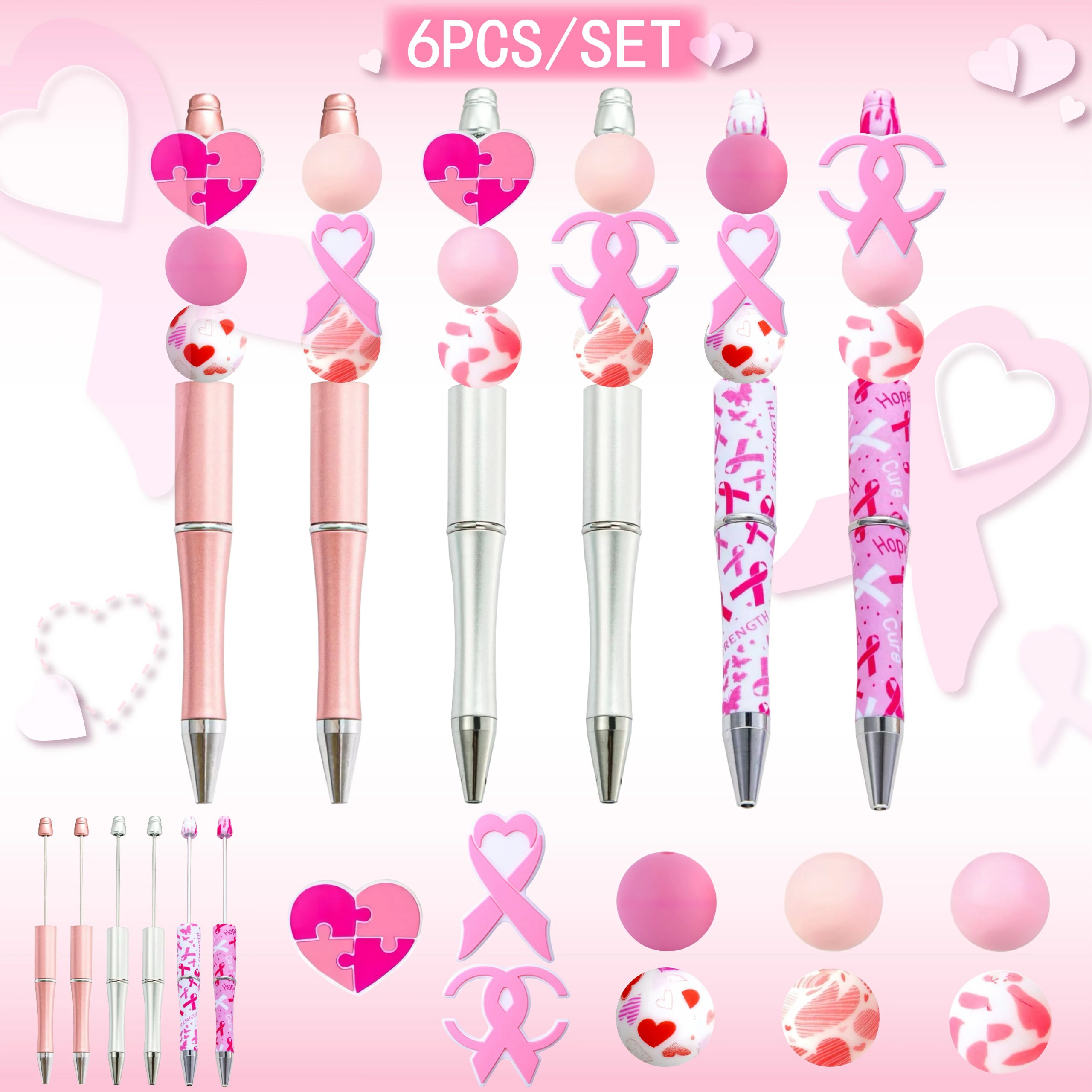 Cute Ribbon Beaded Pen Set