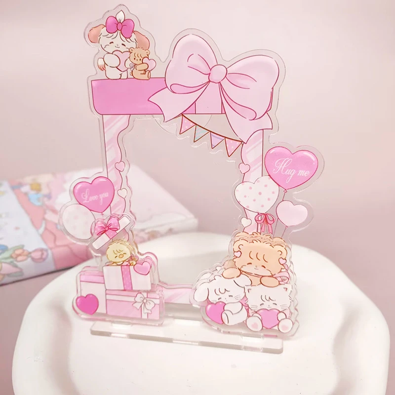 Kawaii Pink Photo Frame Display – Cute Acrylic Desktop Picture Holder - Image 3