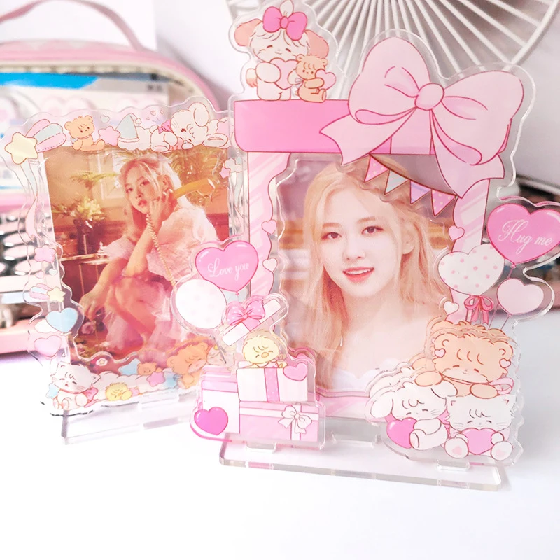 Kawaii Pink Photo Frame Display – Cute Acrylic Desktop Picture Holder - Image 2