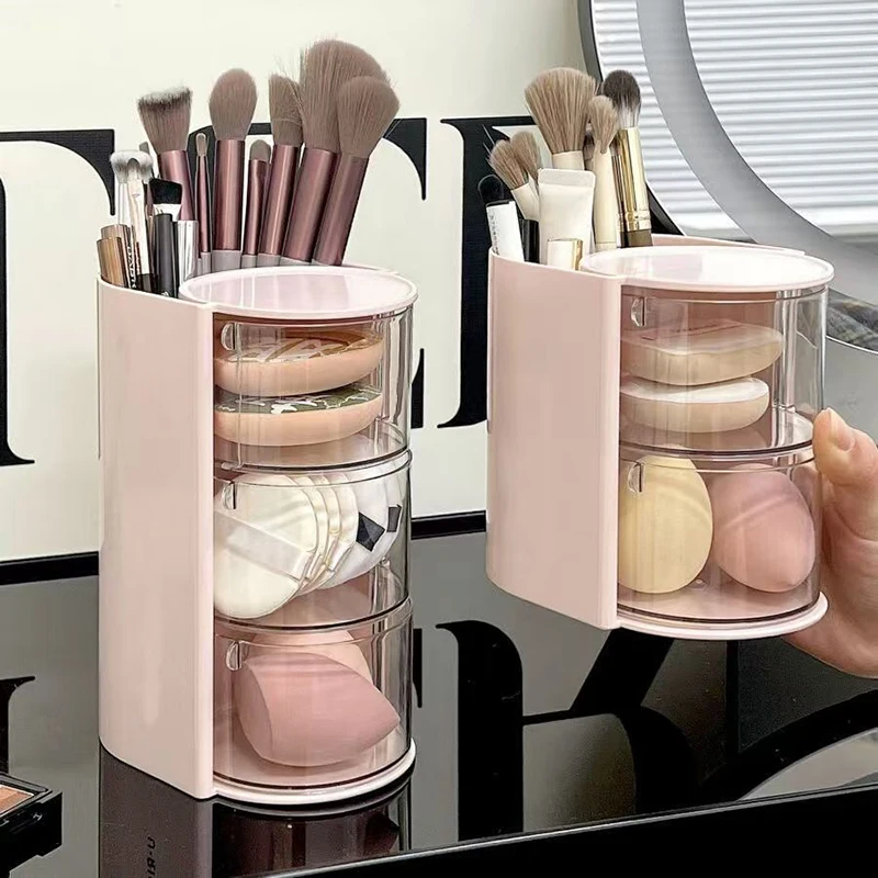 Rotating Makeup Organizer – Multi-Layer Cosmetic Storage with Drawer