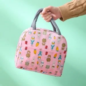 Pink Floral Insulated Lunch Bag