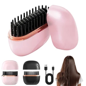 Mini Pink Cordless Hair Straightener Brush