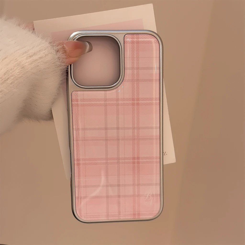 Pink Grid Pattern iPhone Case - Image 4