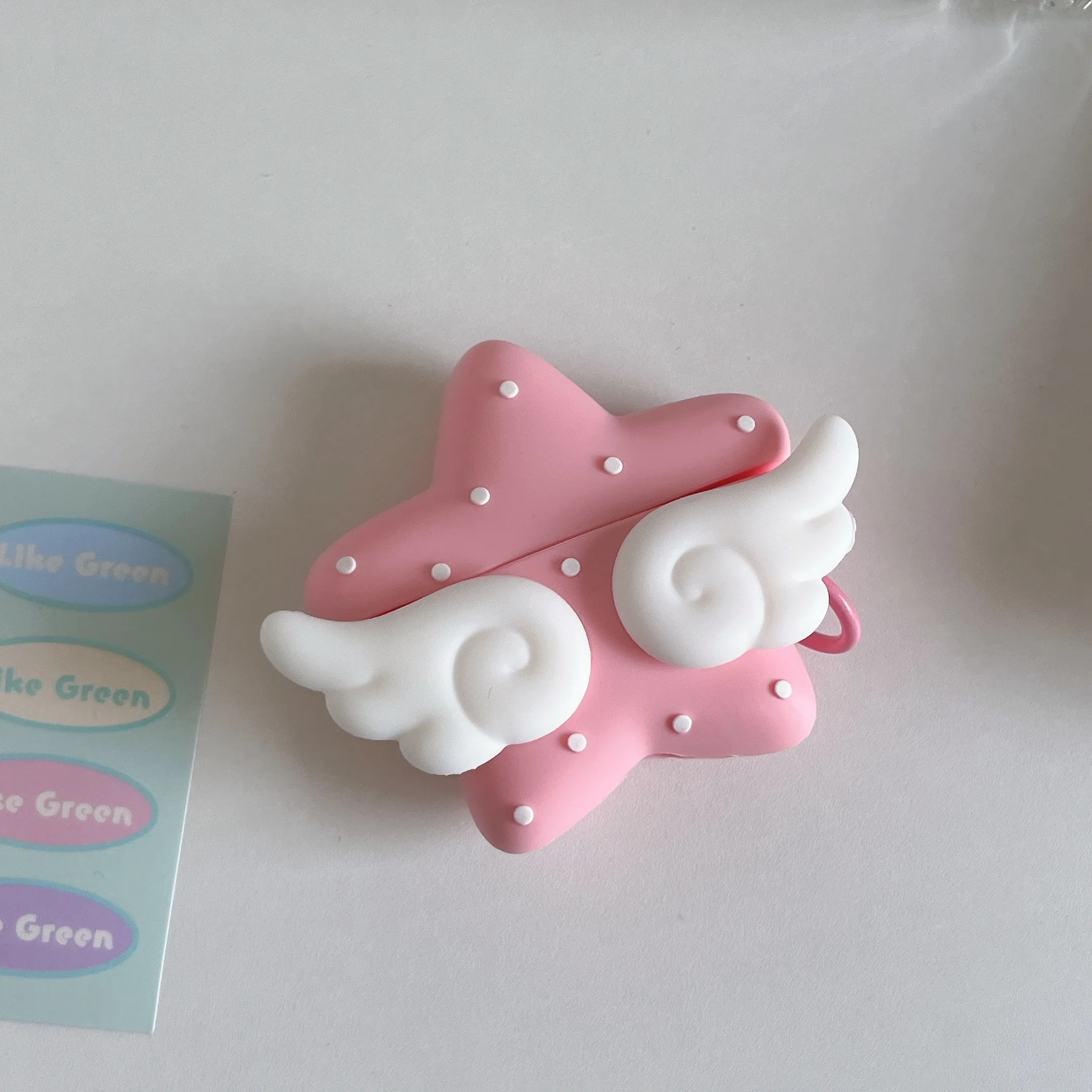 Kawaii Star Earbuds Case – Cute Winged Silicone Cover for AirPods with Protective Design - Image 2