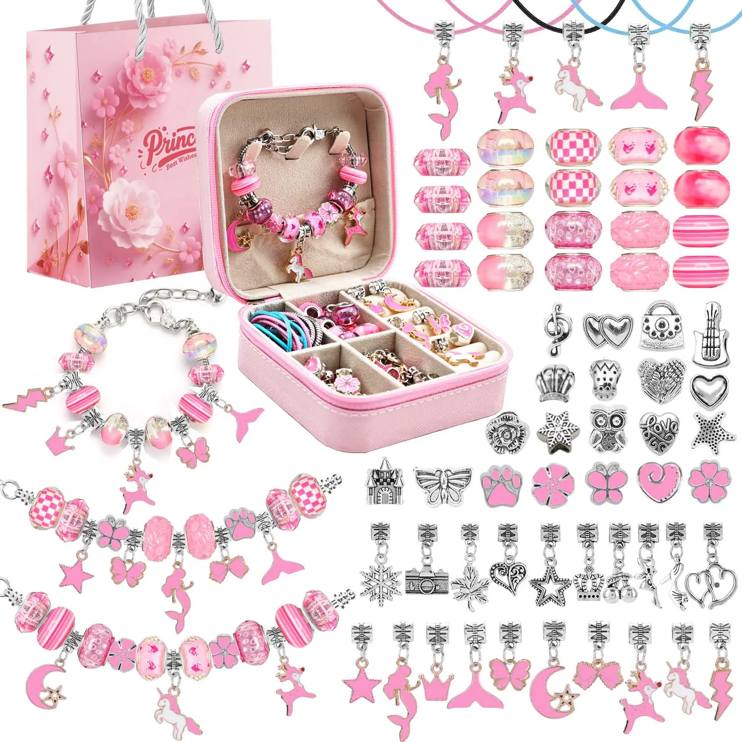 68pcs Pink Beads Jewelry Making set