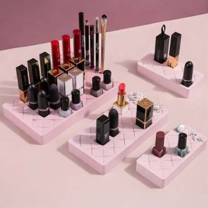 Minimalist Lipstick Organizer Tray – Silicone Makeup Display Holder