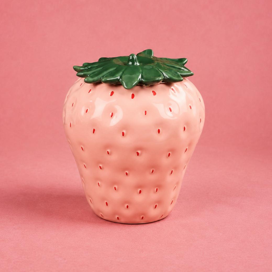 Cute Strawberry Ceramic Storage Jar