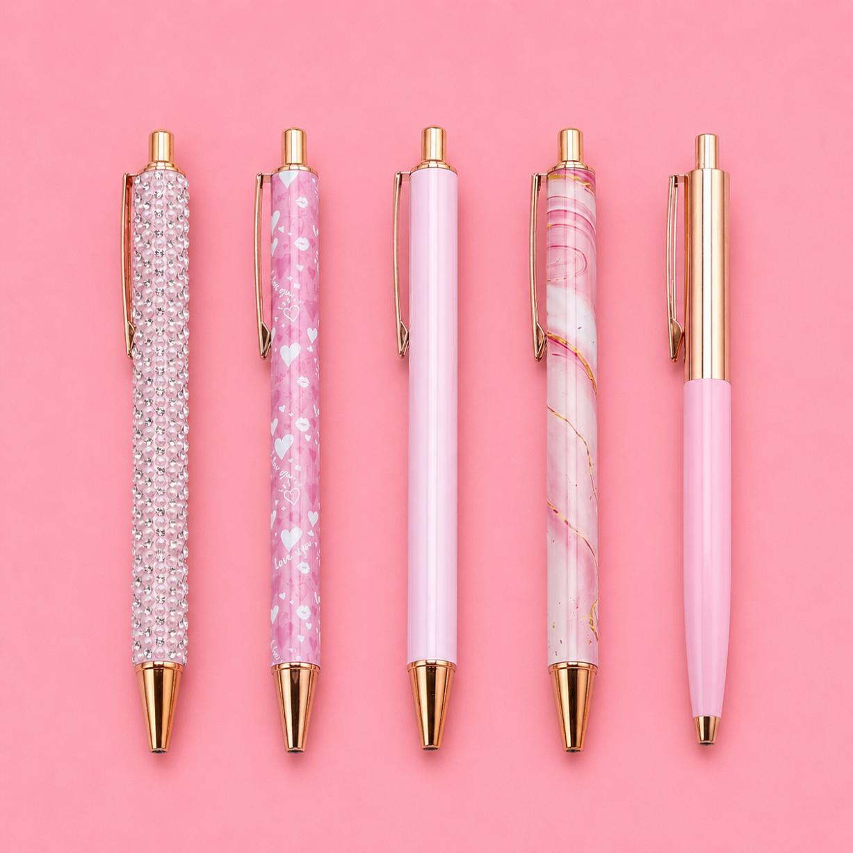Elegant Pink Ballpoint Pen Set
