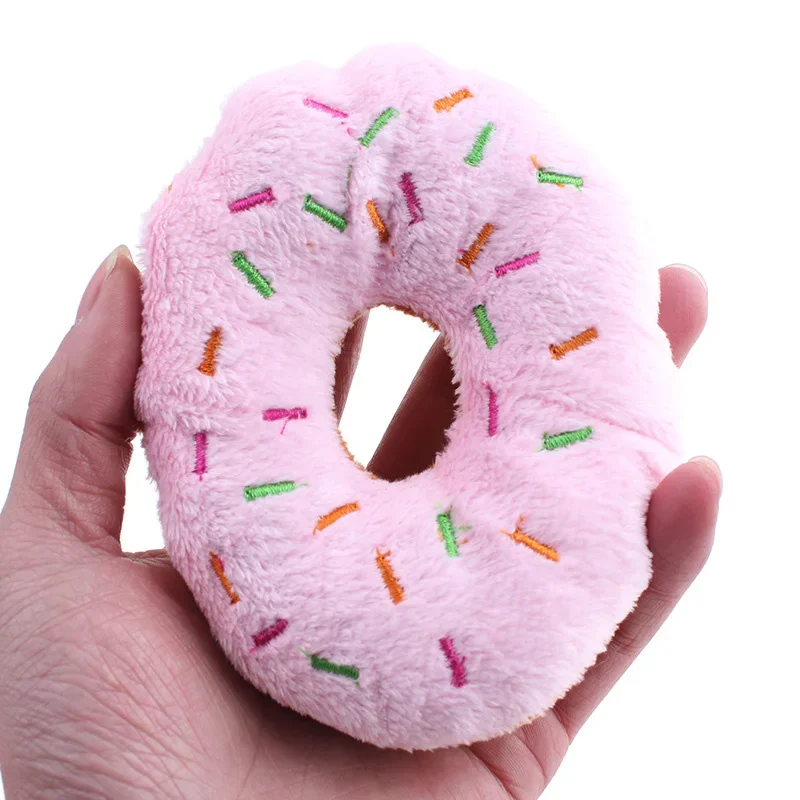 Plush Donut Squeaky Dog Toy - Image 3