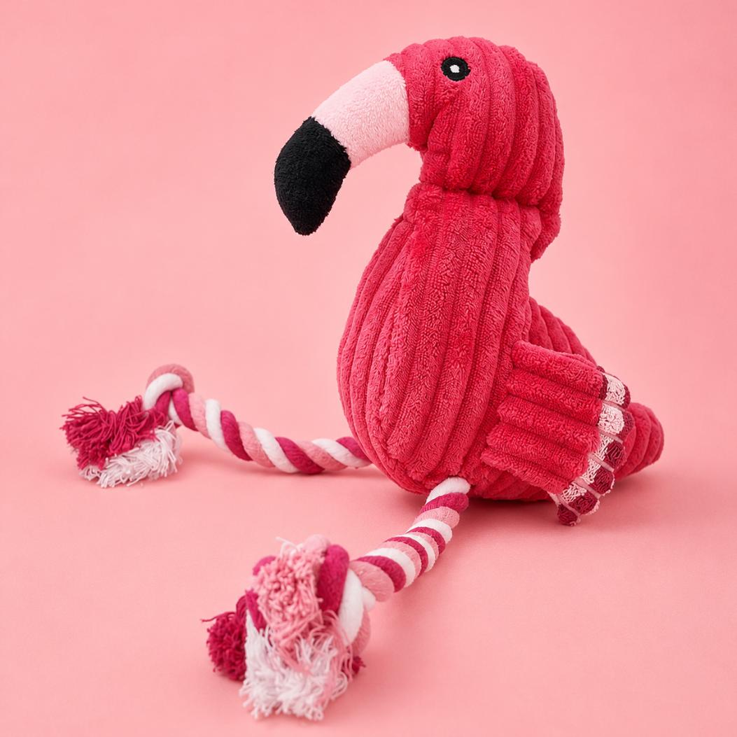 Plush Flamingo Rope Dog Toy