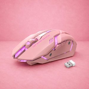 Rechargeable Pink Wireless Gaming Mouse